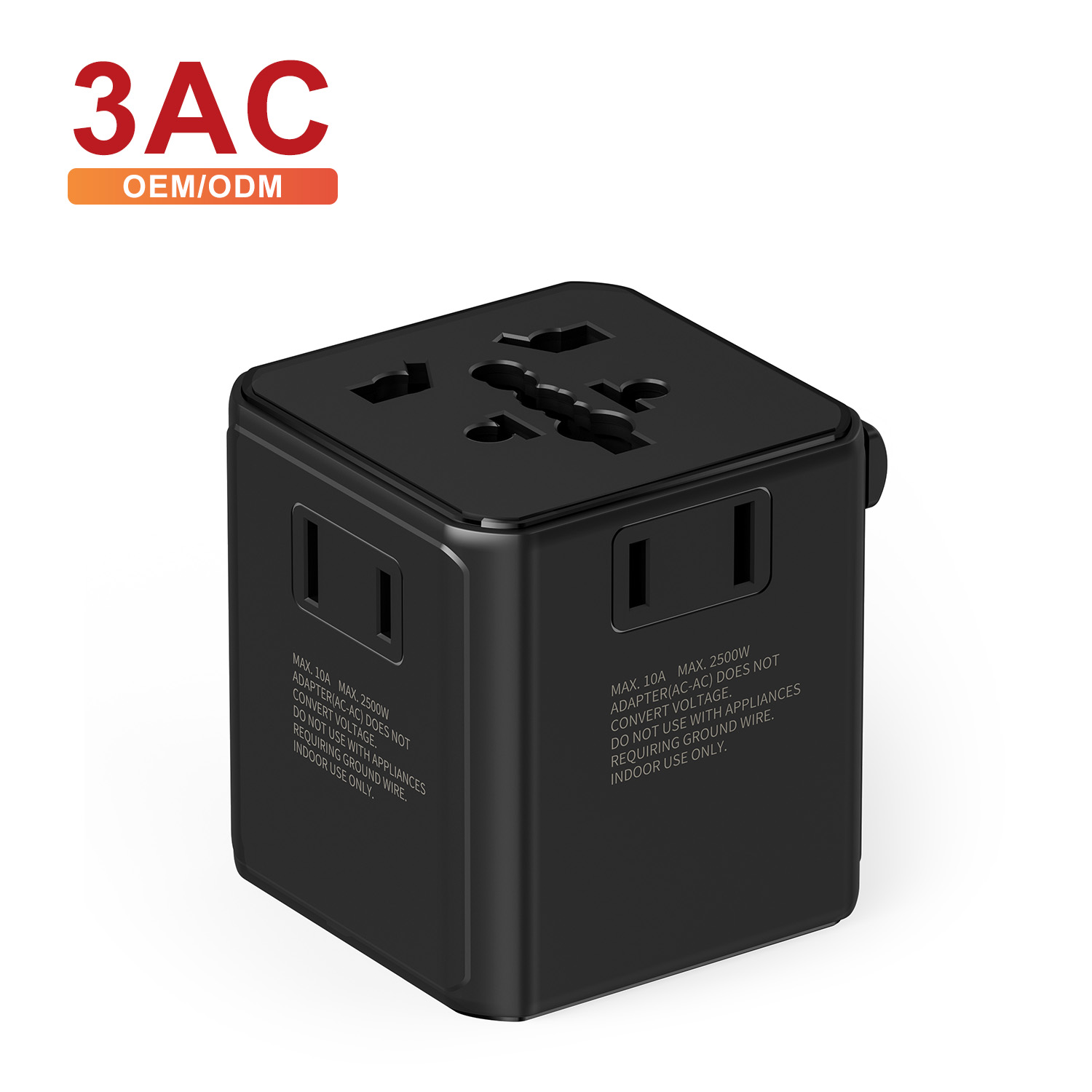 Wontravel 3AC Sockets 2500W Travel Adapter Compact Size Small Worldwide International World Universal Travel Plug Adapter